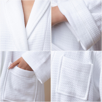 Robe unisexe avec col châle en coton gaufré double face, confortable et douce, pour mariée et boutique, grandes tailles