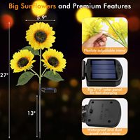 IP65 Wasserdichte Solar-Sonnenblumen-Pfahlleuchte 68cm 2er-Pack LED Warmweiß Gartenweg Hof Terrasse Blumen-Landschaftsbeleuchtung Automatisch Ein/Aus