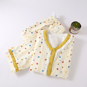 Nuovo Set di <span class=keywords><strong>pigiama</strong></span> in garza a 3 strati di cotone per 100% di maternità | Primavera-autunno-inverno, regolabile per l'allattamento prenatale, Postpartum - Product Image 6