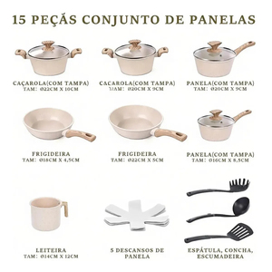 High Quality Ceramic Coated Pot <b>Pan</b> Silicone Glass Lids Soft Touch Handle Non Stick 15 Piece Forged Aluminium Cookware Set - Product Image 2