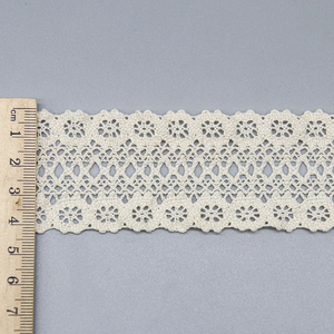 Bej streç pamuk tığ dantel Trim elbiseler DIY zanaat dikiş | Yumuşak elastik işlemeli kenar toplu toptan - Product Image 4