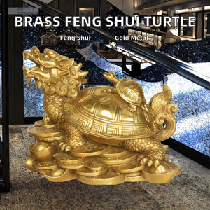 รูปปั้นเต่าทองเหลืองธรรมชาติปี 2025 สำหรับขายส่ง เสริมฮวงจุ้ย พลังบำบัด พิมพ์ลายกราเวียร์ ชุบทอง สำหรับตกแต่งบ้าน - Product Image 2