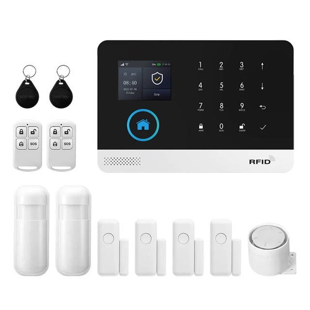 Tuya GSM Alarm System 4G WiFi Smart Home Security 433MHz PIR Motion Sensor 10m Detection SOS Function ABS Material App Control