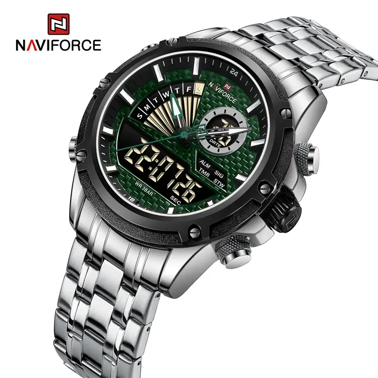 NAVIFORCE 9205 SGN Men Wrist Watches Dual Time Lcd Analog Waterproof Quartz Digital Sports Watch relojs OEM/ODM