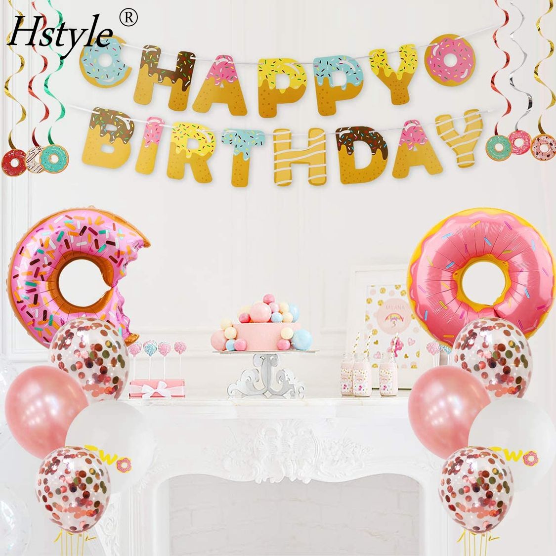 Two Sweet Donut Birthday Party Supplies for Girl's 2nd Birthday, image size:1125x1125