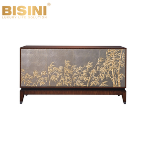 Soporte de TV de madera de caoba para sala de estar, mueble de TV con incrustaciones, pintura a mano, Estilo Vintage - Product Image 2