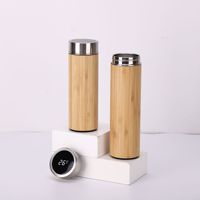 Botella de Agua BORGE Personalizada de Bambú con Termo de Acero Inoxidable, Infusor de Té Inteligente y Pantalla LED de Temperatura