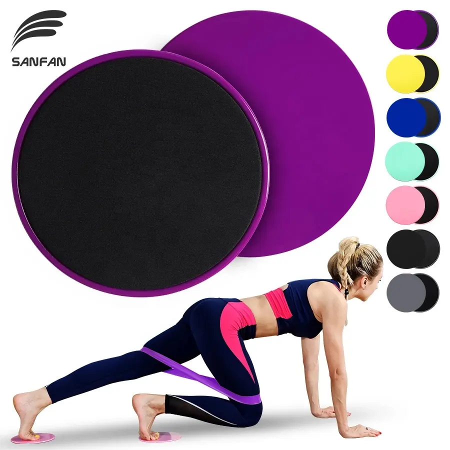 Amazon Горячая продажа Многоцветный Свет Портативный 2 двухсторонние ABS скользящие диски фитнес-упражнения ядро слайдер тренировки Йога оборудование