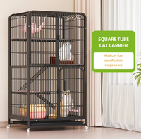 Grande maison pour chat d'intérieur moderne, cage à chat multi-étages avec bac à litière et portes, pour la maison, l'appartement, la boutique d'animaux, la cattery