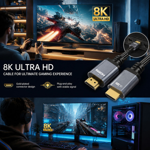 Câble HDMI 2.1 OEM ODM 48 Gbps <span class=keywords><strong>8K</strong></span>, vente en gros d'usine, Ultra HD 8K60Hz 4K120Hz EARC, cordon HDMI tressé pour projecteur et téléviseur - Product Image 3