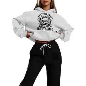 Custom High Quality Embroidery Printed Sweatshirt Cotton Plus Size Women's <b>Hoodies</b> & Sweatshirts <b>Hoodies</b> and Sweat Pants Set - Product Image 1