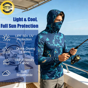 Camiseta de Pesca de Manga Larga con Capucha y Estampado de Camuflaje, Protección Solar UPF 50+, Tejido Elástico en Cuatro Direcciones, para Hombre, Fabricada por ODM - Product Image 2