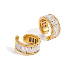 <b>Clip</b>-On Earrings Stainless Steel Channel Setting Square Diamond Geometric Design For Women Gift Jewelry - Product Image 5