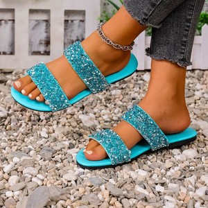 Women's Flat-Bottomed Flip-Flops for Spring and Summer 2025 Best Choice for Styling with Skirts PU <b>Insole</b> Women's Slippers - Product Image 5