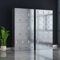 Armoire moderne de nettoyage pour employés à portes multiples personnalisée Casier en acier inoxydable pour salle blanche sans poussière Rangement verrouillable pour chaussures et balais