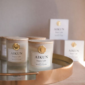 AIKUN Home Decor Scented <b>Candle</b> Glass Soy Wax <b>Candle</b> for Wedding Gift Retail OEM ODM Factory - Product Image 1