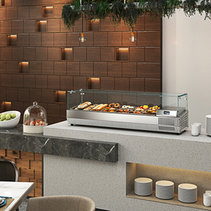 Cocina y restaurante Topping Pizza Table Top Glass Showcase Counter Salad Display con contenedor - Product Image 3