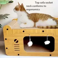 Griffoir pour chat double couche, résistant à l'usure et anti-déchirures, multifonctionnel, avec canapé intégré et maison pour chat en carton ondulé