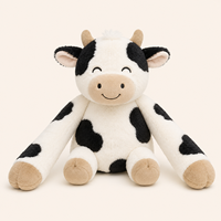 Oreiller unisexe personnalisé pour vache laitière chauffé au micro-ondes paquet de compresse chaude par gravité de graines de lin douces jouet de poupée en peluche amovible et lavable