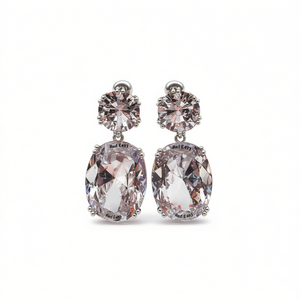 Orecchini Pendenti Rossi E493 con Cristalli, Gioielli di Lusso da Donna per Feste, Montatura a Griffe, Forma a Goccia d'Acqua, Orecchini con Strass - Product Image 1