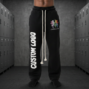 Men's Customized Cotton Formal Sweatpants Elastic Waist Zipper Fly Side Pockets Midweight Knitted Autumn Wear Eco-Friendly - Product Image 3