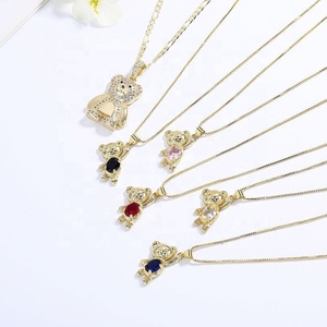 คอลเลคชั่นสัตว์น่ารัก ขายส่ง สร้อยคอหมีประดับเพชรซิคอน ชุบทอง 18K เครื่องประดับแฟชั่นสำหรับผู้หญิง - Product Image 1