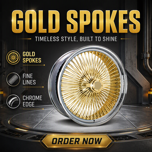 Cerchi in Lega JY Cromati Oro con 100 Raggi, Cerchi Cromati Personalizzati con Spinner per <span class=keywords><strong>Auto</strong></span> Classiche US MG <span class=keywords><strong>MGA</strong></span> MGB MGC - Product Image 6