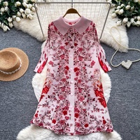 Robes Amincissantes pour Femmes 2026 – Robe Chemise Florale à Manches Longues Coupe Trapèze Imprimée Tendance Décontractée pour Femme