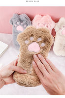 Mignon animal de compagnie chat griffe crayon sac étudiant grande capacité mignon en peluche papeterie boîte crayon sac femme papeterie cadeau
