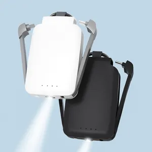 Logo personalizzato 2000Mah LED torcia caricatore portatile Mobile Mini piccola banca di potere con cavo di ricarica di tipo C caricatore del telefono portachiavi