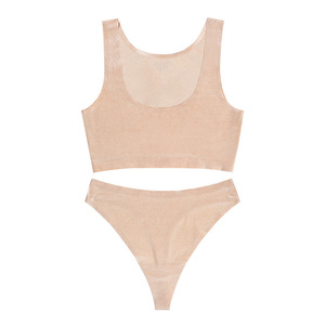 <span class=keywords><strong>Ensemble</strong></span> de lingerie pour femmes-Soutien-gorge sans armatures et culotte à dos en T Débardeur une pièce résistant aux chocs, sans couture et respirant, pour l'exercice de yoga et de <span class=keywords><strong>sport</strong></span> - Product Image 3