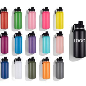 Portable and Reusable Insulated Water Bottle Stainless Steel Water Bottles Water <b>With</b> <b>Straw</b> and 2 Lids - Product Image 1