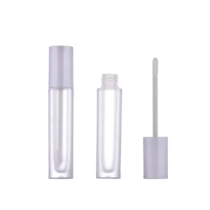 Round custom clear lip gloss containers tube with brush applicator lipgloss tube container 5ml private label