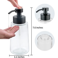 Bouteille en verre transparent mat en forme de cône avec large ouverture et pompe à mousse pour savon liquide, produits de bain, articles d'hôtel