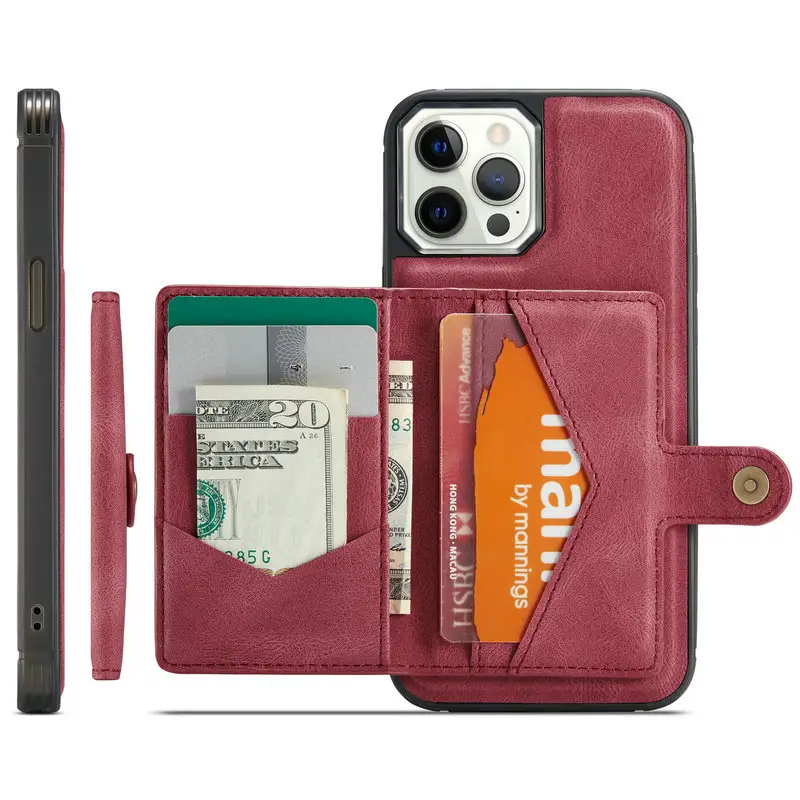 Superior de la PU de cuero cierre magnético soporte cartera titular de la tarjeta de la caja del teléfono del iPhone 12 Pro Max X 11