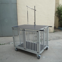 Chariot de transport pliable en aluminium USMILEPET pour animaux de compagnie, chariot de présentation pour animaux, chariot de cage d'exposition avec table de toilettage pour chats et chiens