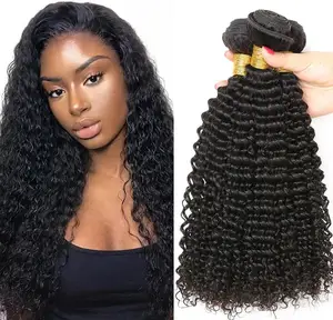 Wholesale Natural black Cuticle aligned Unprocessed Virgin Brazilian Human Hair Double-weft Kinky Curly hair weave Bundles