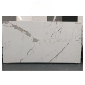 Grande dalle de quartz artificiel blanc Calacatta, design moderne pour comptoir de cuisine, dessus de table, dessus de meuble-lavabo, modèle 3D, épaisseur 20 mm - Product Image 1