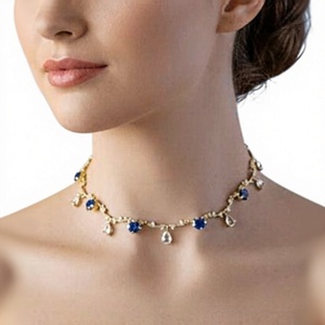 Colgante Vintage Regency con Zafiro Natural, Plata 925, Baño de Oro, Engaste en Bisel, Joyería Elegante, Regalo de Compromiso - Product Image 1