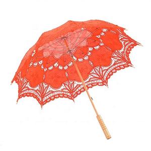 Parasol de mariée en dentelle de coton et de bambou naturel fait à la main, blanc, pour femmes, 48 cm de rayon - Product Image 5