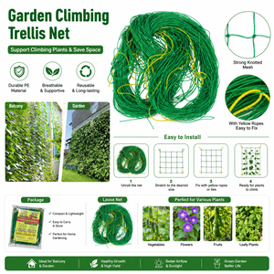 Altamente Resistenza di Plastica Piante di Sostegno E Appeso Colore Verde Cetriolo Verticale In Crescita Arrampicata Netto - Product Image 4