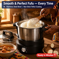Machine à Fufu Électrique 6L, Mélangeur Automatique, Moteur DC en Cuivre Pur, Bol Antiadhésif, pour la Maison