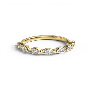 แหวนเพชรทรงมาร์คีส์เคลือบทอง 18K 14K สไตล์มินิมอล สำหรับผู้หญิง ดีไซน์เรียบหรู สามารถสวมซ้อนกันได้ เหมาะสำหรับงานแต่งงานและงานหมั้น - Product Image 1