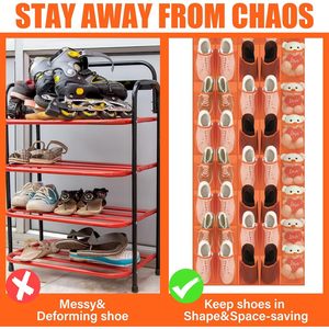 Organisateur de chaussures à suspendre sur la porte, 40 poches, en maille orange, pour rangement dans le placard, avec design antidérapant - Product Image 3