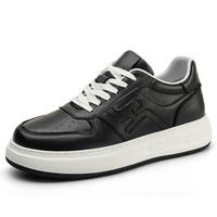 Chaussures de skate pour hommes baskets en cuir hauteur interne augmentant semelle épaisse plate-forme à lacets fait à la main respirant pour homme