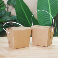 Boîte à emporter en papier kraft personnalisable avec gaufrage, laminage mat, carton recyclable pour nouilles, pâtes, déjeuners