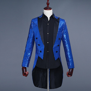 Esmoquin con lentejuelas Rojas brillantes para hombre, chaqueta de esmoquin con adornos brillantes para club nocturno, DJ, fiesta, boda, traje de cantante de escenario para hombre, 2023 - Product Image 4