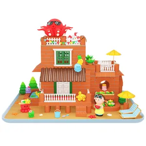 580pcs fai da te argilla leggera tema spiaggia veri Mini mattoni giardino architettonico Villa giocattoli bambini costruzione giardino casa blocchi Set per bambino