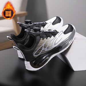 Chaussures de sport pour enfants, chaussures de course d'hiver chaudes pour garçons, chaussures de basket-ball, doublure en fourrure, semelle extérieure en caoutchouc, tige synthétique, semelle intermédiaire en EVA - Product Image 1