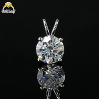 Collier à pendentif en diamant de laboratoire Goldleaf 1/2/3ct de forme ronde 10k 14k 18k or blanc solitaire blanc Def Lab pour femme